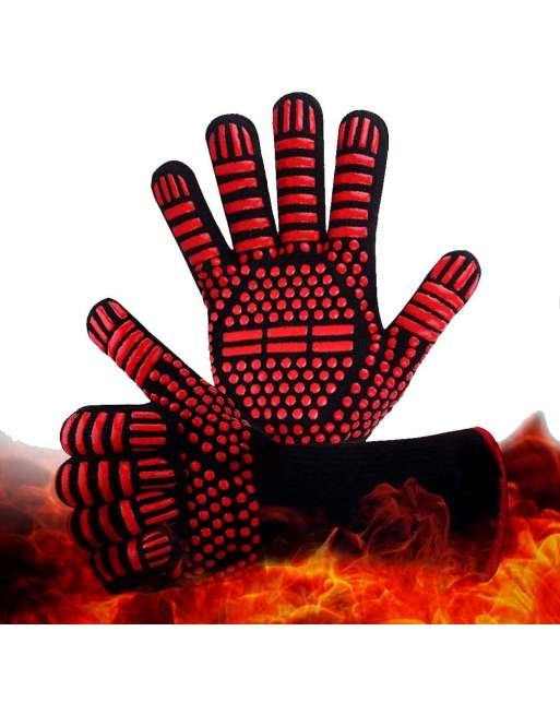 BBQ Grilling Gloves, 1472°F Extreme Heat Resistant Barbecue Gloves, Protect Hands and Non-Slip Oven Mitts