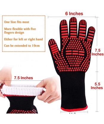 BBQ Grilling Gloves, 1472°F Extreme Heat Resistant Barbecue Gloves, Protect Hands and Non-Slip Oven Mitts