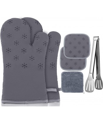 Professional Silicone Oven Glove, Oven Mitts and Pot Holders High Heat Resistant 500 Degree for Cooking