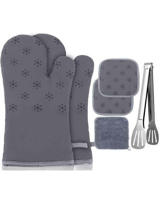 Professional Silicone Oven Glove, Oven Mitts and Pot Holders High Heat Resistant 500 Degree for Cooking