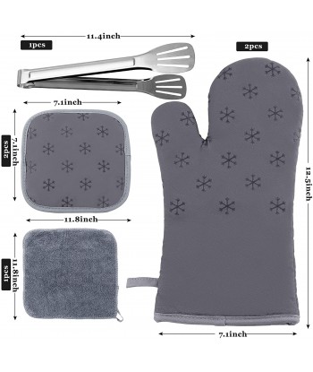 Professional Silicone Oven Glove, Oven Mitts and Pot Holders High Heat Resistant 500 Degree for Cooking