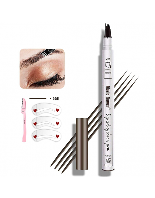 Eyebrow Pen, 4 Point Eyebrow Pencil Waterproof Eye Brown Makeup,Eyebrow Kits with 3 Eyebrow Stencil,1 Brow Razor