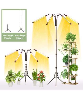 SENJWARM Grow Light with Stand, Grow Lights for Indoor Plants with Full Spectrum, 10 Dimmable Brightness, 4/8/12H Timer