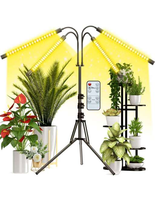 SENJWARM Grow Light with Stand, Grow Lights for Indoor Plants with Full Spectrum, 10 Dimmable Brightness, 4/8/12H Timer