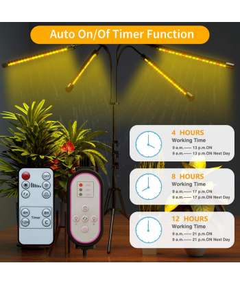 SENJWARM Grow Light with Stand, Grow Lights for Indoor Plants with Full Spectrum, 10 Dimmable Brightness, 4/8/12H Timer