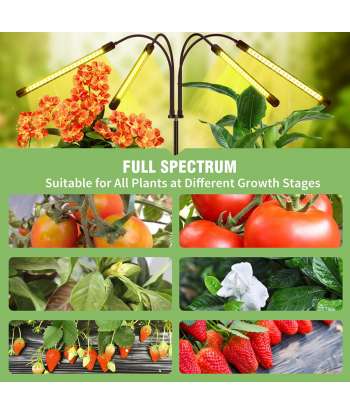 SENJWARM Grow Light with Stand, Grow Lights for Indoor Plants with Full Spectrum, 10 Dimmable Brightness, 4/8/12H Timer