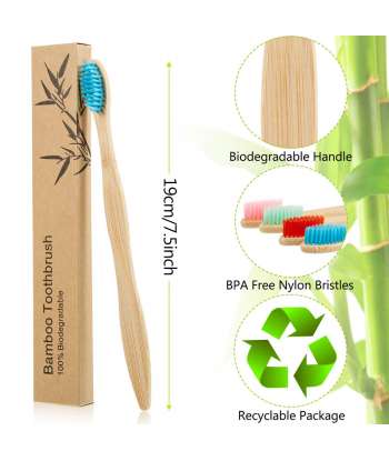 SENJWARM 18 Pieces Bamboo Toothbrushes Biodegradable Tooth Brush Natural with BPA-Free Nylon Bristles