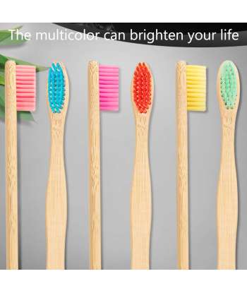 SENJWARM 18 Pieces Bamboo Toothbrushes Biodegradable Tooth Brush Natural with BPA-Free Nylon Bristles