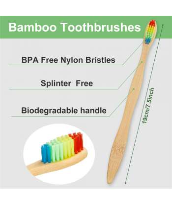 SENJWARM 40 Pieces Bamboo Toothbrushes Charcoal Toothbrush Biodegradable Toothbrush with BPA-Free Nylon Bristles