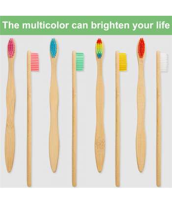 SENJWARM 40 Pieces Bamboo Toothbrushes Charcoal Toothbrush Biodegradable Toothbrush with BPA-Free Nylon Bristles