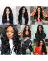 SENJWARM Long Black Wavy Wigs for Women Middle Part Curly Black Wig Natural Looking Synthetic Heat Resistant Fiber Wigs 24 Inch