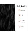 SENJWARM Long Black Wavy Wigs for Women Middle Part Curly Black Wig Natural Looking Synthetic Heat Resistant Fiber Wigs 24 Inch