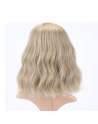 SENJWARM Loose Wave Blonde Wig Short Bob Wigs With Air Bangs Shoulder Length Wig For Women Curly Wavy Synthetic Cosplay Wig