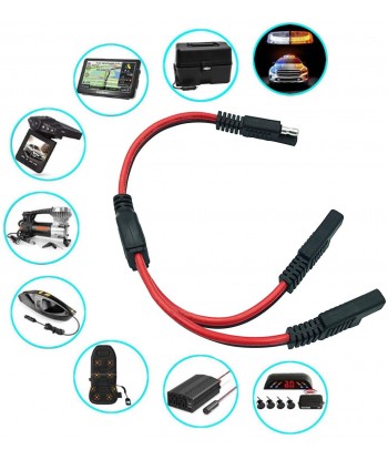 SAE Connector SAE DC Power Automotive Adapter Cable Y Splitter 1 to 2 SAE Extension Cable 14AWG 12inch/30cm