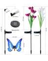 Solar Garden Lights - 3 Pack LED Color Changing Solar Lights for Garden, Patio, Backyard (2 Lilly Flowers and 1 Butterfly)