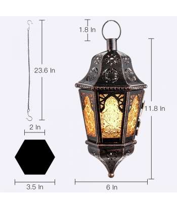 SENJWARM Ramadan Candle Lantern, Vintage Decorative Hanging Lantern for Home Outdoor Patio