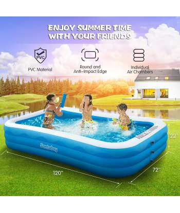 SENJWARM Inflatable Swimming Pool, 120" X 72" X 22" Full-Sized Family Inflatable Pools for Kiddie