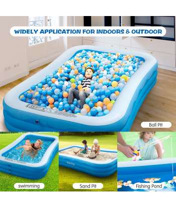 SENJWARM Inflatable Swimming Pool, 120" X 72" X 22" Full-Sized Family Inflatable Pools for Kiddie