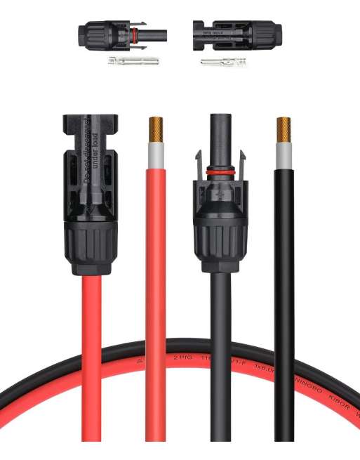 10AWG Solar Extension Cable with Female and Male Connector Solar Panel Adaptor Kit Tool (6FT Red + 6FT Black)