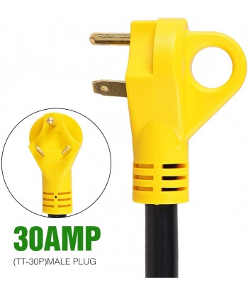 30 Amp Male to 50 Amp Female RV Power Cord, Heavy Duty Electrical Adapter with Dogbone Grip Handle, 12 Inches (125V/3750W)