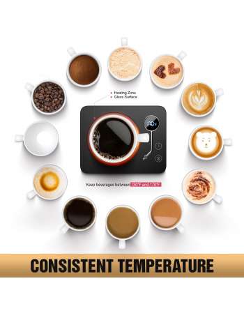 Coffee Mug Warmer, Smart Cup Warmer for Desk with 3 Temp Settings 131-176℉, Touch Tech, Timer, LED Digital Display