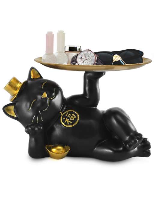 Cat Offering a Plate, Figurine, Key Storage Tray, Plate, Decoration