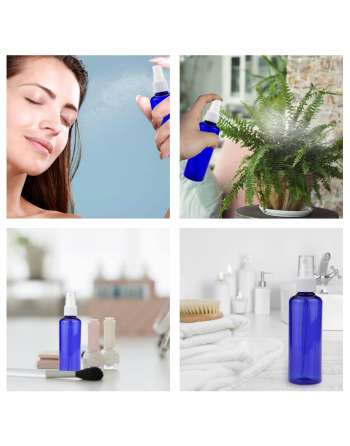 Blue Spray Bottles PET Empty Fine Mist Plastic Mini Travel Bottle Set