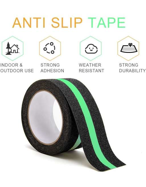 Non-Slip Glow in The Dark Tape | Anti Slip Adhesive Grip for Stairs and Gaffers| Glow-in-The-Dark (2 Inch x 16.4 Ft)