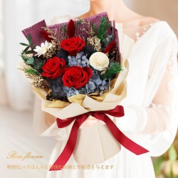 SENJWARM Preserved Flowers, Pink, Never-Withering, Bouquet, Fragrant Roses, Vase Included, Popular Mother's Day Gift