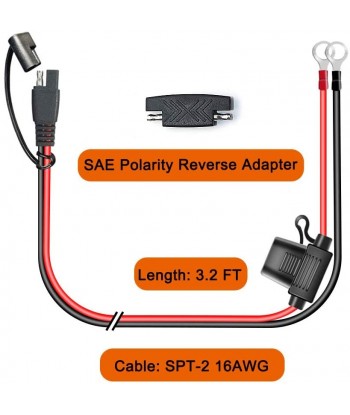 3.2 FT 12V SAE to O Ring Terminal Quick Disconnect Plug & Extension Cable Cord Connectors Replacement Charging Cables