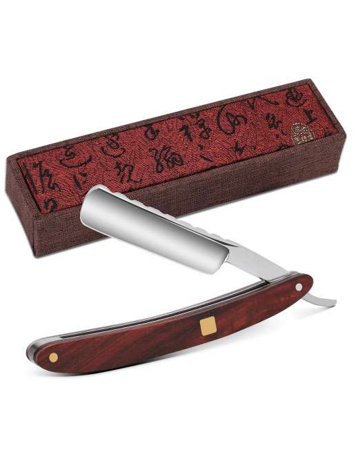 Straight Razor Vintage Straight Edge Barber Razor for men (Brown)