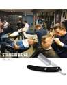 Straight Razor Professional Barber Razor with Tainless Steel Cutthroat Handmade Sharp Wood Handle (Black)