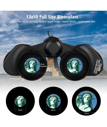 Binoculars,12x50 HD Vision BAK4 Porro Prism FMC Lens Bird Watching Travel Sightseeing Hunting Wildlife