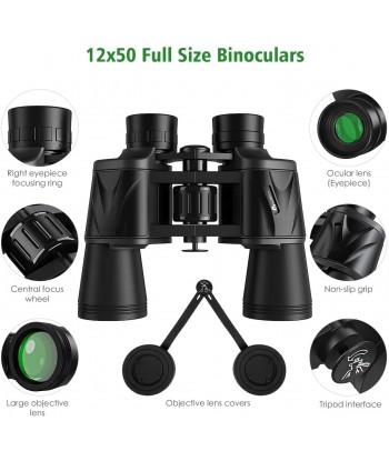 Binoculars,12x50 HD Vision BAK4 Porro Prism FMC Lens Bird Watching Travel Sightseeing Hunting Wildlife