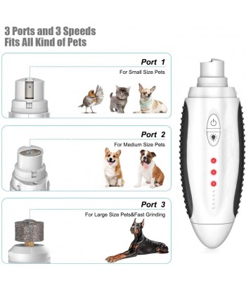 Dog Nail Grinder, Professional Pet Nail Clipper with LED Light, 3-Speeds Electric Pet Nail Trimmer Painless Paws Grooming