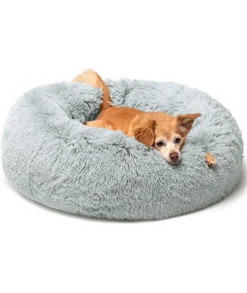 Cat Dog Bed Calming Soft Plush Faux Fur Shag Donut Comfort Cuddler Improve Sleep(27inch)