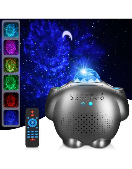 Star Projector, GRDE Night Light Projector 4 in 1 Galaxy Projector Ocean Wave Projector with Bluetooth Music Speaker