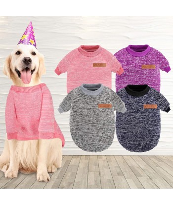 4 Pieces Dog Sweater Winter Pet Clothes Cozy Dog Outfit Soft Cat Sweater for Small Pet (Pink, Purple, Grey, Navy Blue)