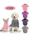 4 Pieces Dog Sweater Winter Pet Clothes Cozy Dog Outfit Soft Cat Sweater for Small Pet (Pink, Purple, Grey, Navy Blue)