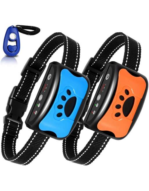 Bark Collar 2 Pack Rechargeable No Harm Dog Barking Collar with Vibration, Sound and No Shock for Dogs