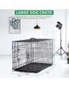 Homes for Pets Dog Crate Dog Cage Double Door Folding Metal with Plastic Tray Pet Cage Indoor Outdoor Travel/42 inches