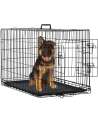 Homes for Pets Dog Crate Dog Cage Double Door Folding Metal with Plastic Tray Pet Cage Indoor Outdoor Travel/42 inches