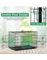 Homes for Pets Dog Crate Dog Cage Double Door Folding Metal with Plastic Tray Pet Cage Indoor Outdoor Travel/42 inches