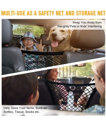 Pet Dog Car Net Barrier,15.55” x 13.8”,  Auto Seat Mesh Organizer, Universal Stretchable Mesh for Cars