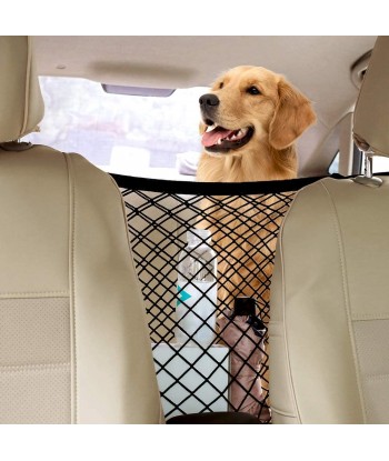 Pet Dog Car Net Barrier,15.55” x 13.8”,  Auto Seat Mesh Organizer, Universal Stretchable Mesh for Cars