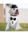 Wedding Dog Bandana Top Hat Bowtie Set Pet Scarf Wedding Attire Birthday Party Costume