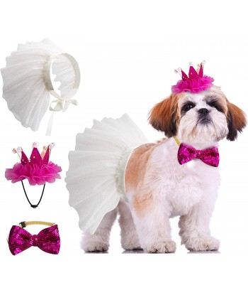 Wedding Dog Bandana Top Hat Bowtie Set Pet Scarf Wedding Attire Birthday Party Costume