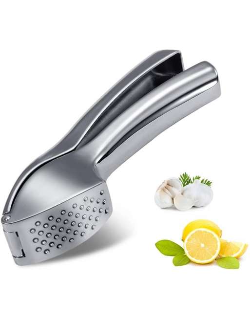 Garlic Press, Stainless Steel Mincer, Crusher & Peeler Set - Professional Grade, Easy Clean, Dishwasher Safe & Rust-proof