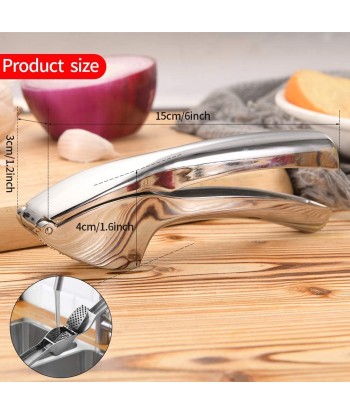 Garlic Press, Stainless Steel Mincer, Crusher & Peeler Set - Professional Grade, Easy Clean, Dishwasher Safe & Rust-proof