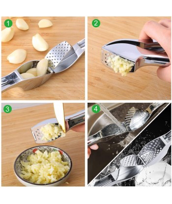 Garlic Press, Stainless Steel Mincer, Crusher & Peeler Set - Professional Grade, Easy Clean, Dishwasher Safe & Rust-proof